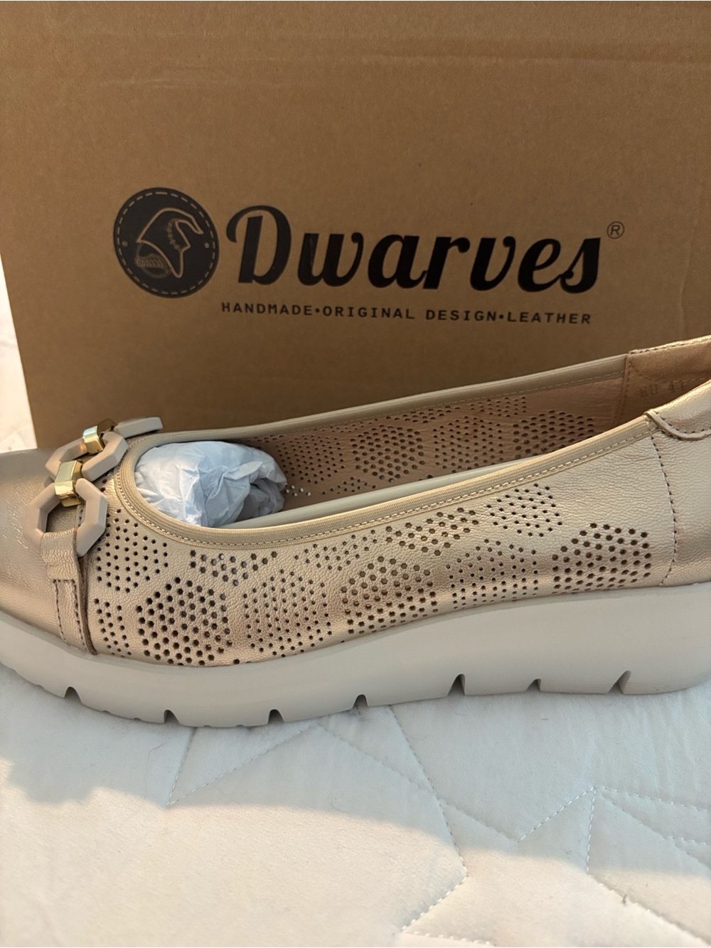 Chain-Detail Soft Leather Loafers - Light Metallic. Dwarves